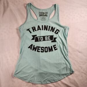 CHIN UP Lightweight Activewear Workout Tank Top - Small - Flowy Cute Fun Blue